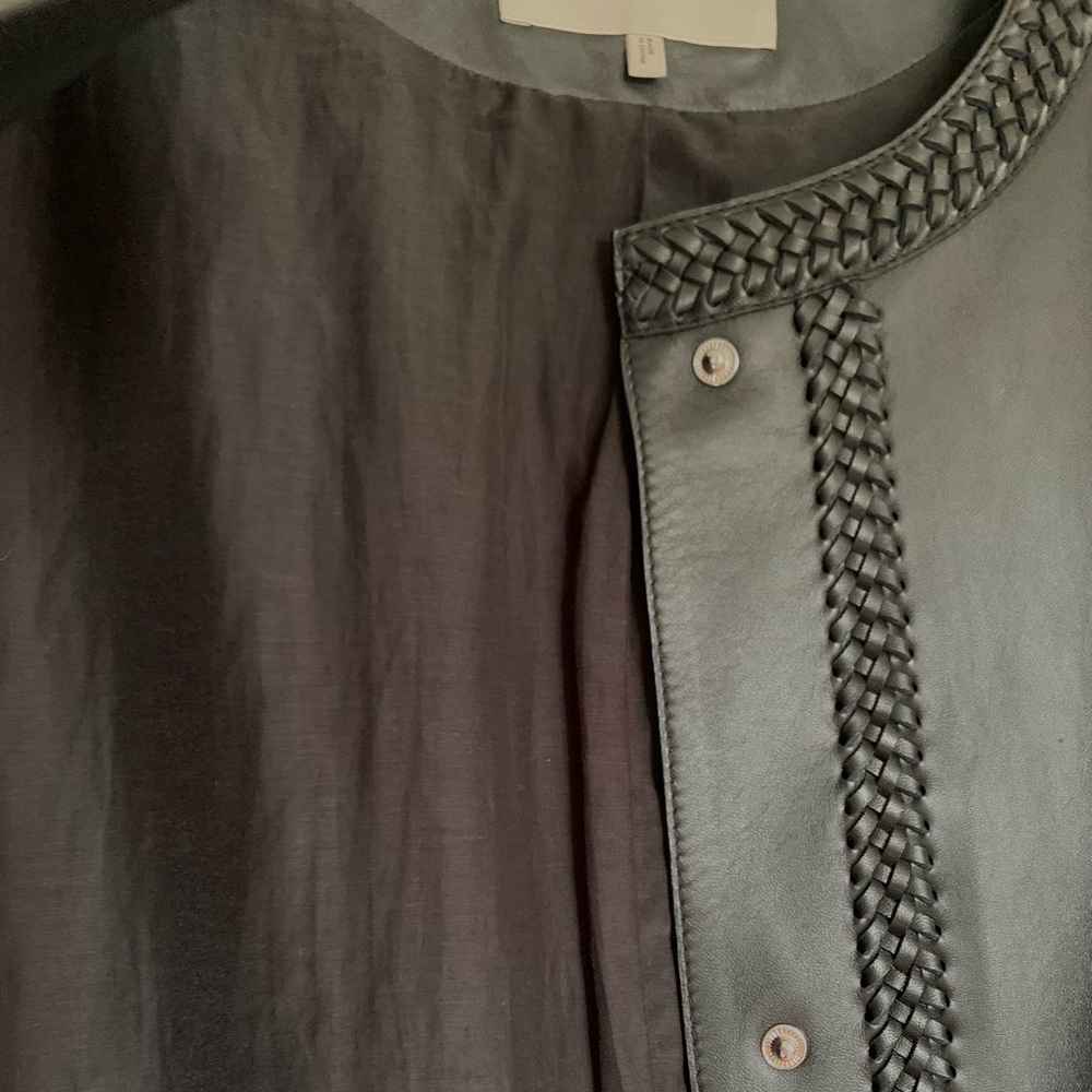 Lafayette 148 NY Alden Braided Trim Lambskin Leather Jacket 3X Excellent - Picture 9 of 14